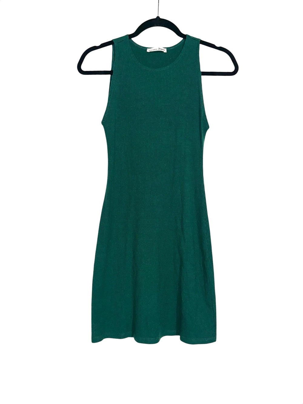 Reformation Jeans Kris Ribbed Knit Sleeveless Green Mini Dress SMALL